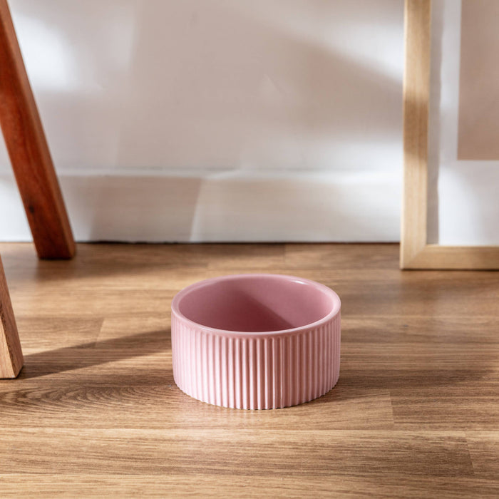 Ribbed Pet Bowl Collection – Pink / Small