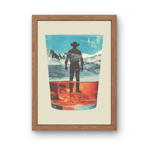 Cowboy Whiskey Collage Art