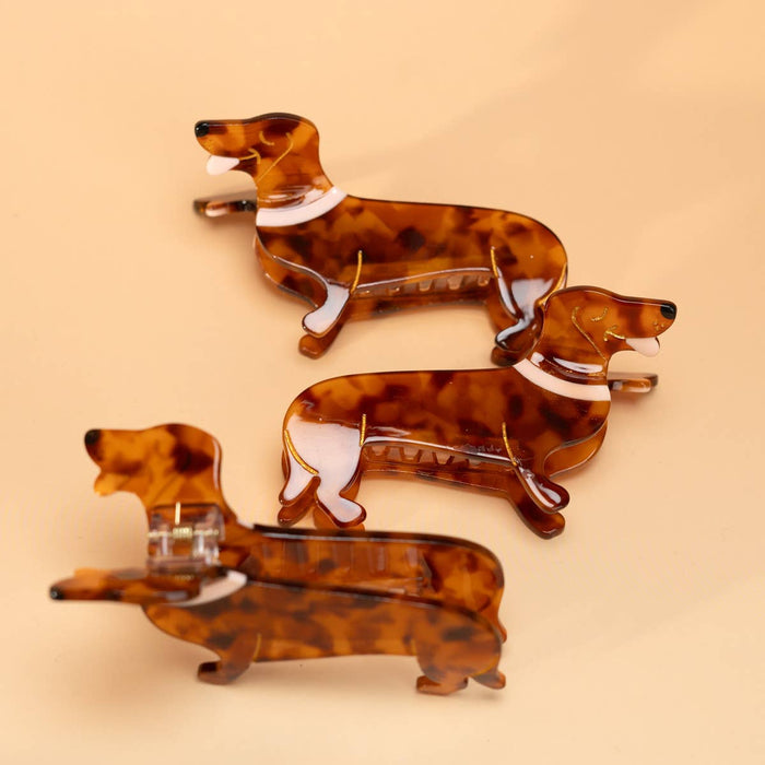 Tortoise Dachshund Hair Claw Clip
