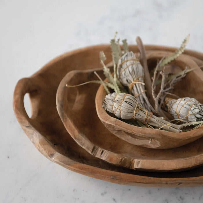 Teak Wood Bowl with Handles