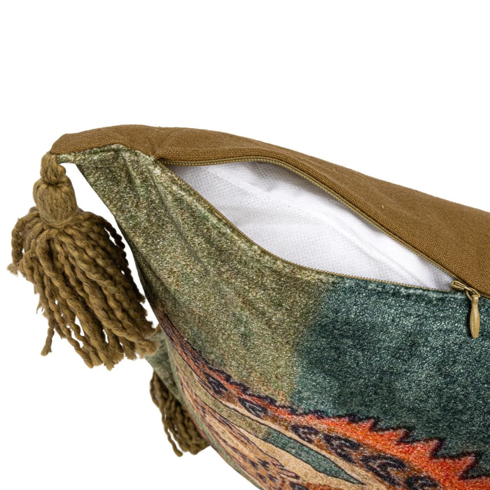 Velvet Tiger Lumbar Pillow w/ Tassels