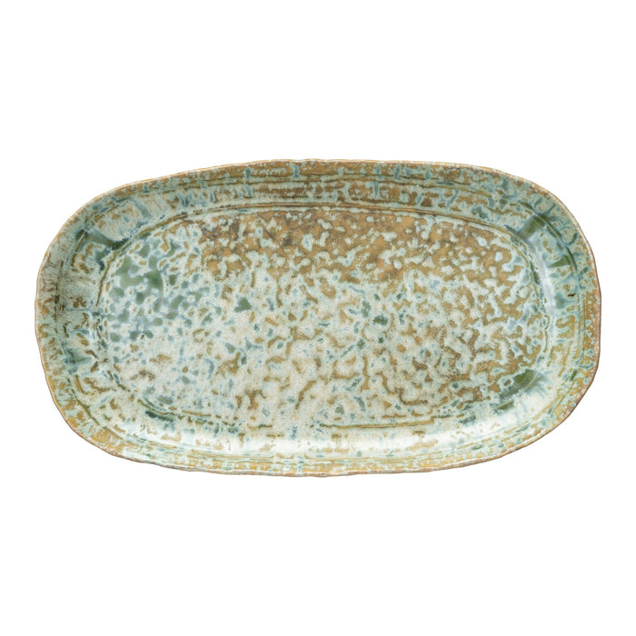 Crackle Glaze Platter- 14"- Green