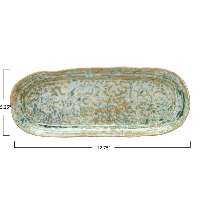 Crackle Glaze Platter- 12"- Green