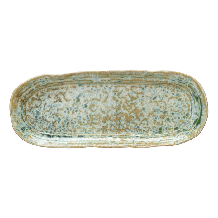 Crackle Glaze Platter- 12"- Green