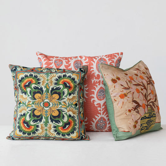 Embroidered Global Accent Pillow