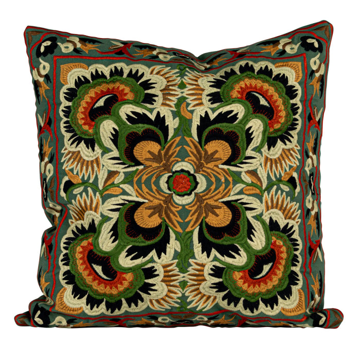 Embroidered Global Accent Pillow