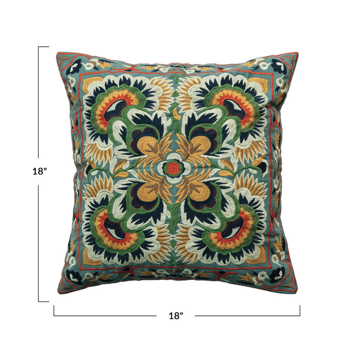 Embroidered Global Accent Pillow