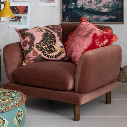 Embroidered Tiger Accent Pillow