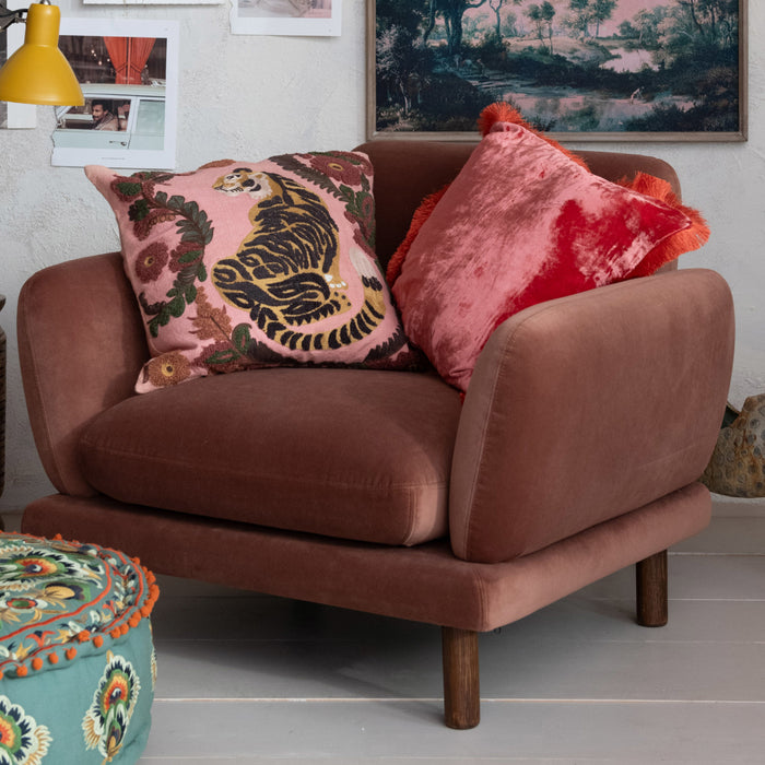 Embroidered Tiger Accent Pillow