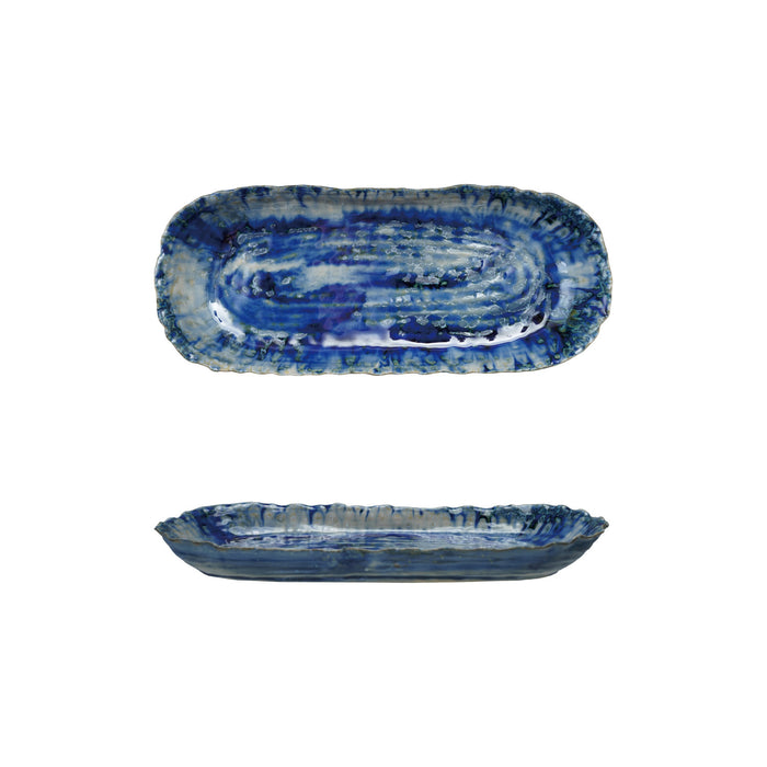 Crackle Glaze Stoneware Platter- Blue