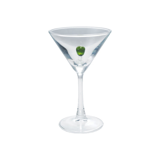 Hand-Blown Olive Martini Glass