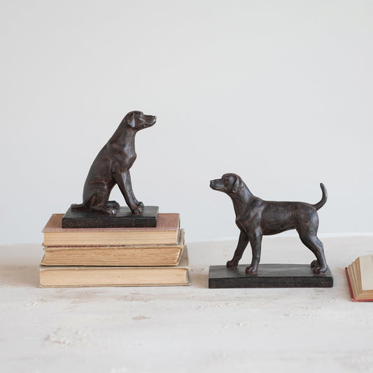 Black Resin Dog Bookends – Set of 2