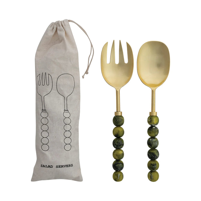 Stainless Steel Salad Servers w/ Resin Handles, Set of 2
