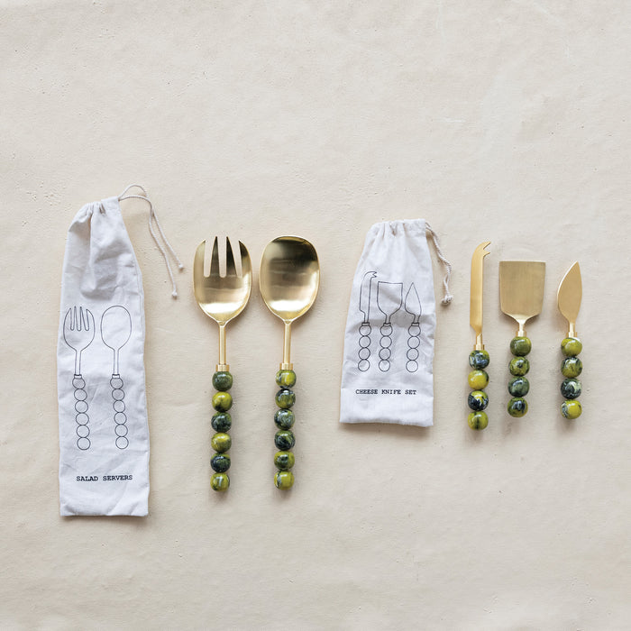 Stainless Steel Salad Servers w/ Resin Handles, Set of 2