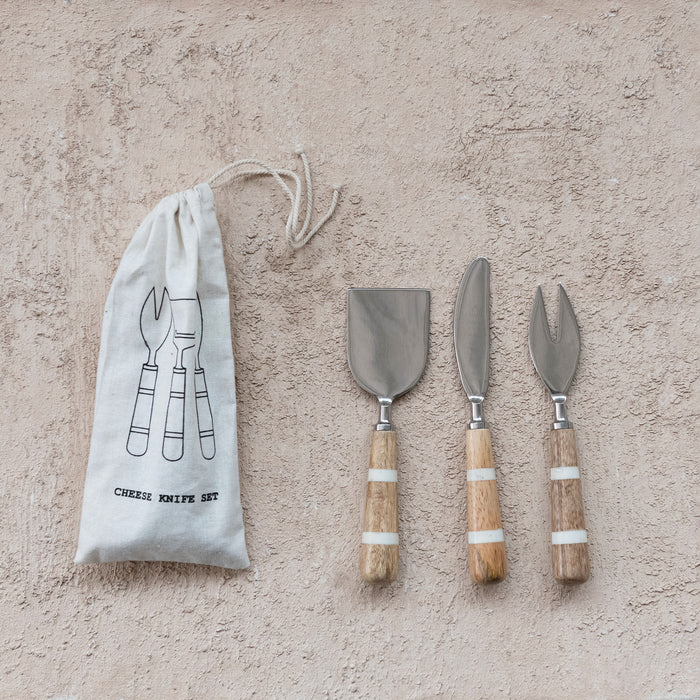 Stainless Steel Cheese Knives w/ Mango Wood & Resin
