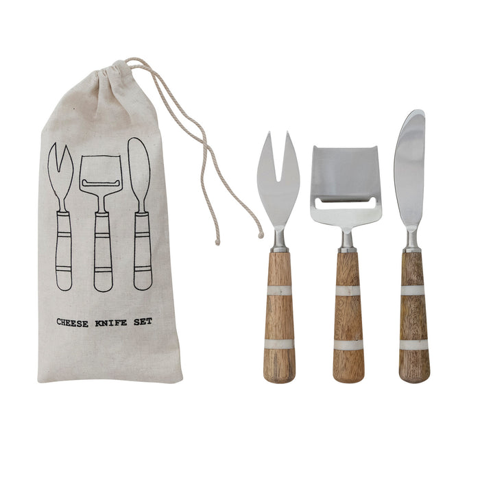 Stainless Steel Cheese Knives w/ Mango Wood & Resin