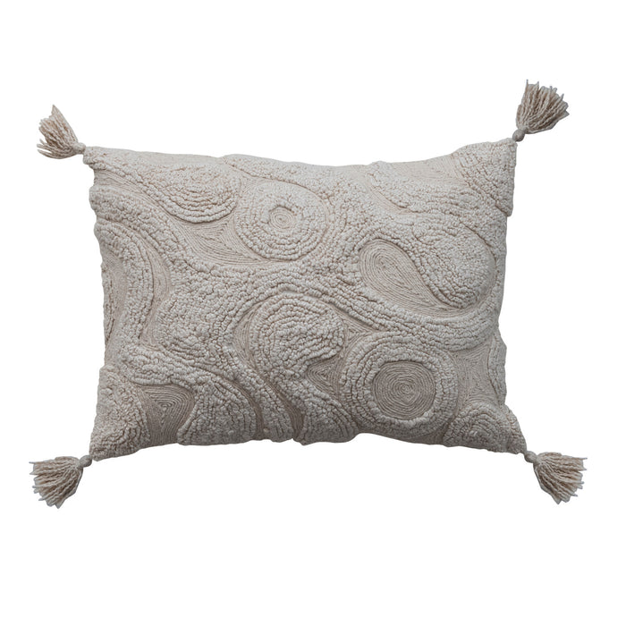 Tufted Lumbar Pillow w/ Tassels