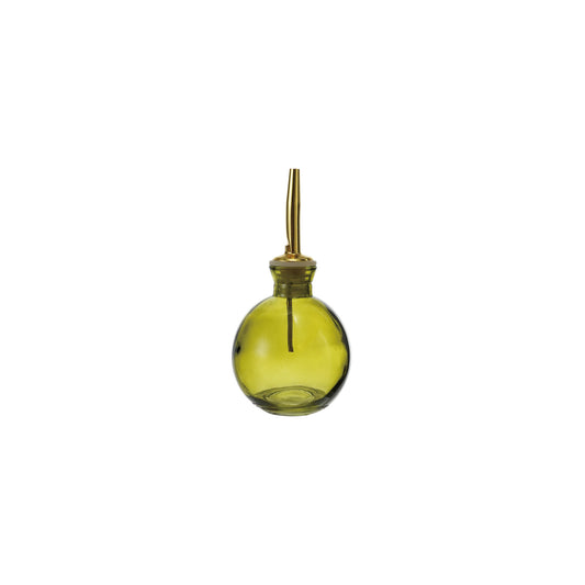 Olive Glass Bitters Bottle w/ Gold Stopper