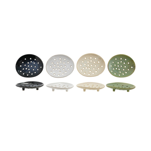 Footed Stoneware Soap Dish