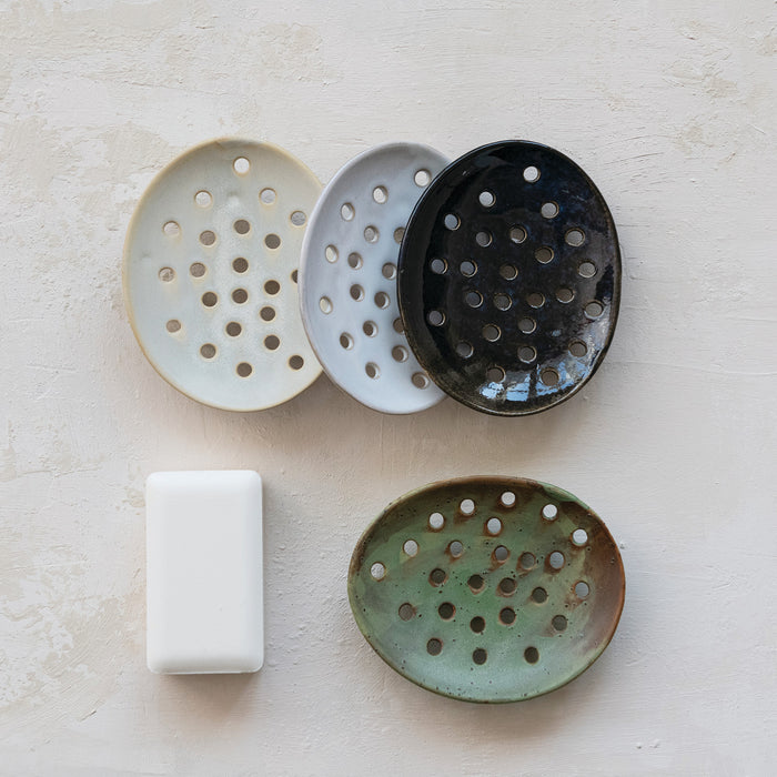 Footed Stoneware Soap Dish