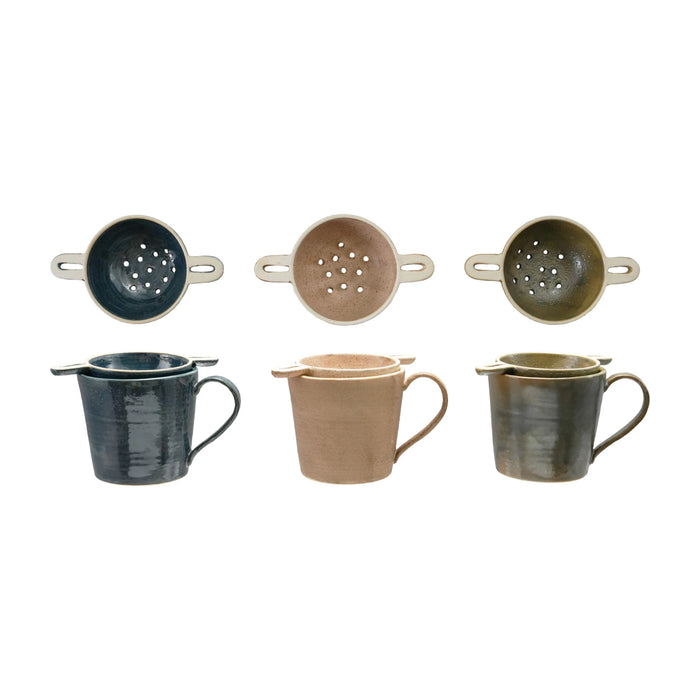Stoneware Mug with Strainer- 14oz.