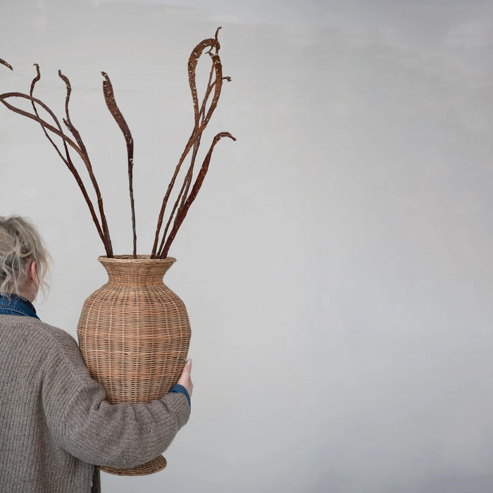 Hand-Woven Rattan Vase
