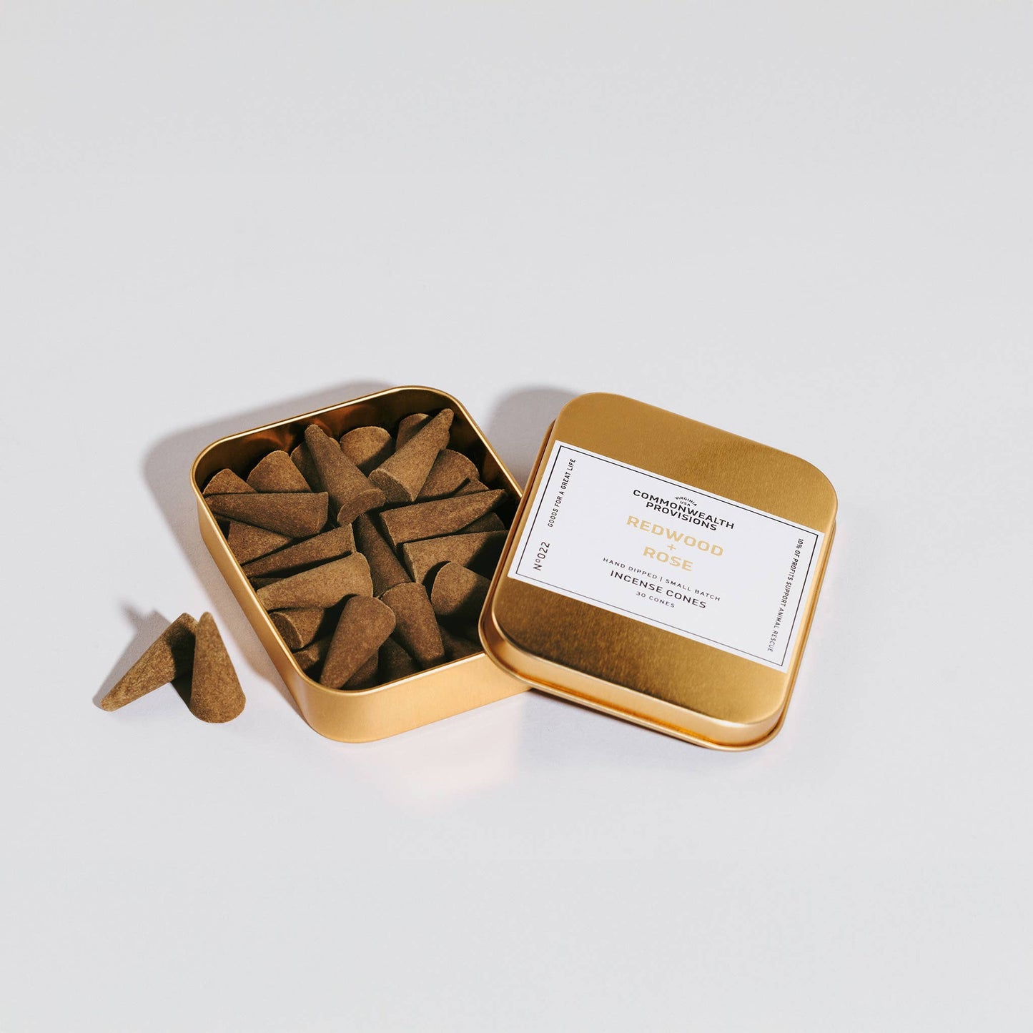 Redwood + Rose Incense Cones, Tin of 30