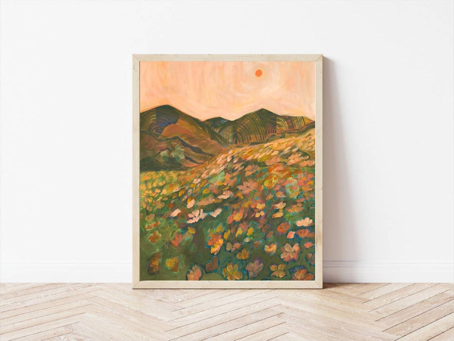 Pastel California Poppy Flower Landscape Print
