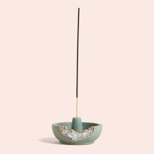 Quartz Incense Holder Emerald Green
