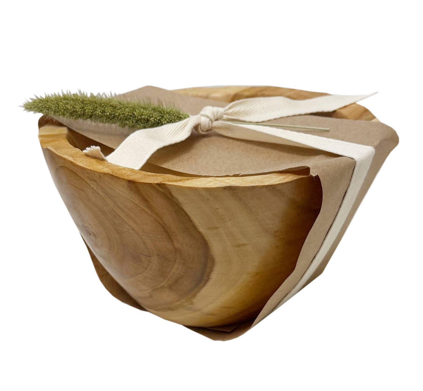 Teak Tapered Bowl Candle