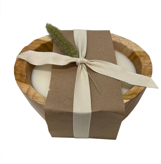 Teak Tapered Bowl Candle