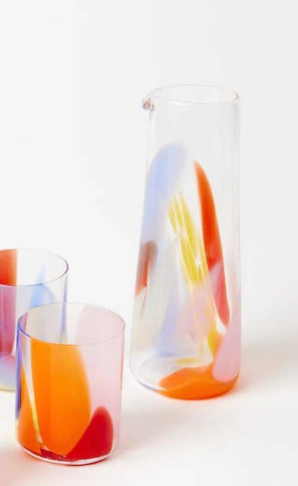 Bow Glasswork Pitcher- Amber, Pink Blue