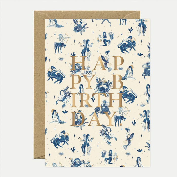 Gold Happy Bday Astro Greeting Card