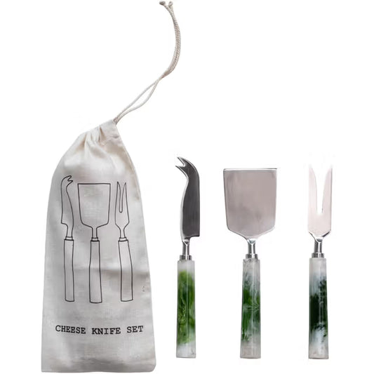 Marbled Resin Cheese Utensil Set