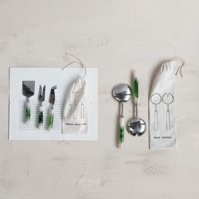 Marbled Resin Cheese Utensil Set