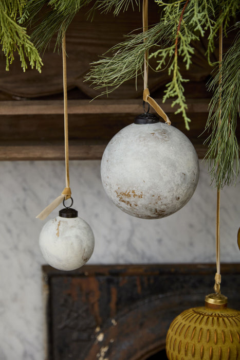 Luna Glass Ornament- Antique White 2.75"