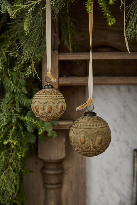 Merriment Glass Ornament- Gold 3.5"