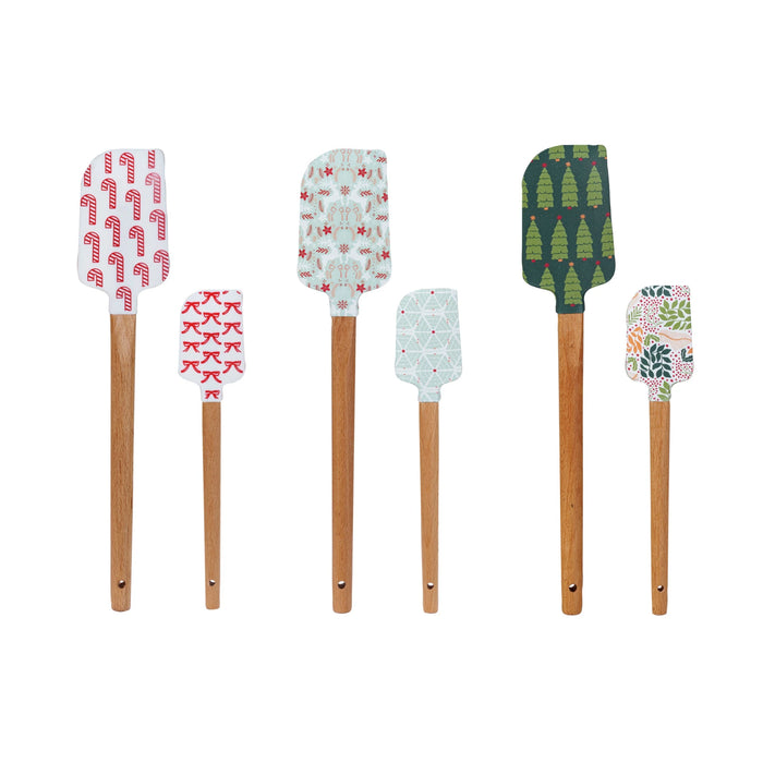 Silicone Spatulas w/ Holiday Pattern-Set/2