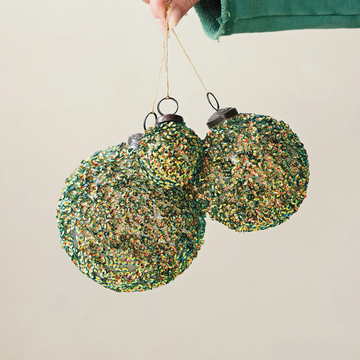 Handmade Ornament with Iridescent Sequins 2"