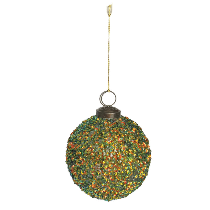 Handmade Ornament with Iridescent Sequins 2"