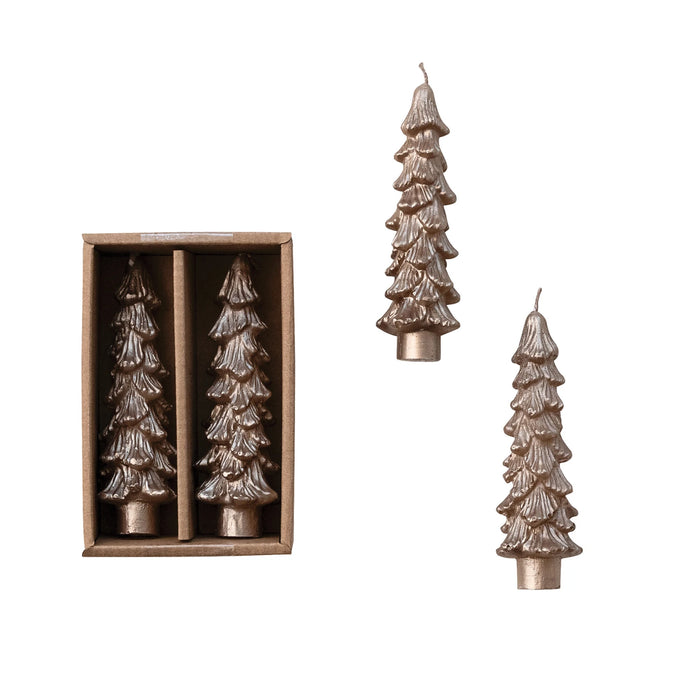 Unscented Tree Shaped Taper Candles- Champagne Color