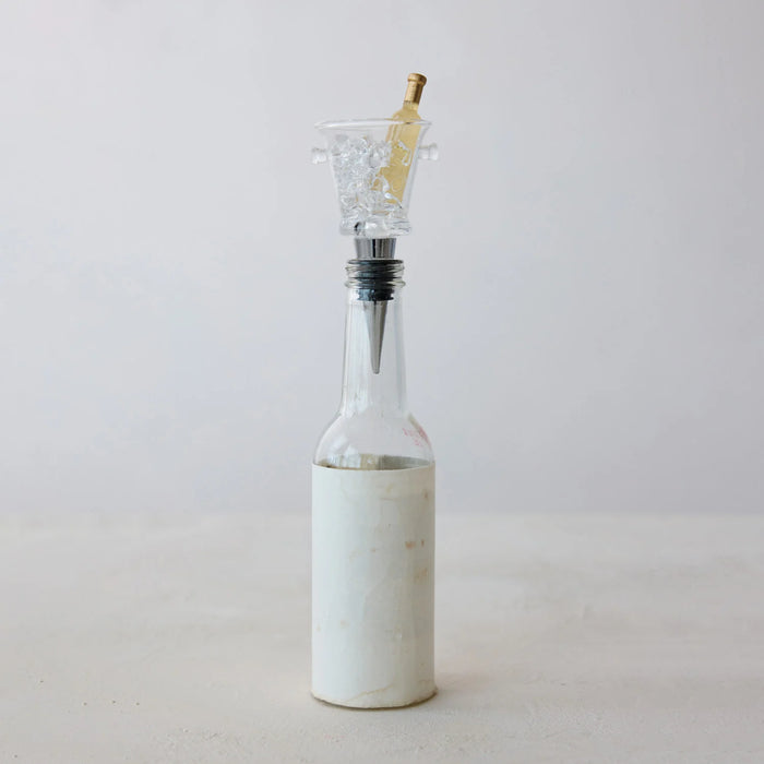 Zinc Alloy Bottle Stopper with Glass Champagne Bucket