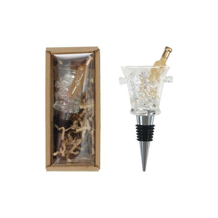 Zinc Alloy Bottle Stopper with Glass Champagne Bucket