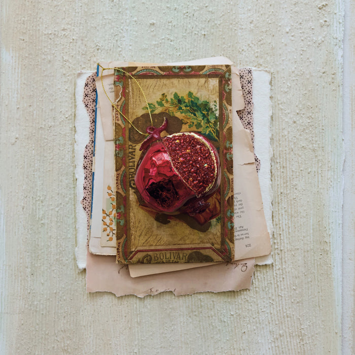 Hand-Painted Mercury Glass Pomegranate Ornament